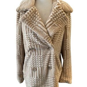 Elie Tahari Faux Fur double breasted coat